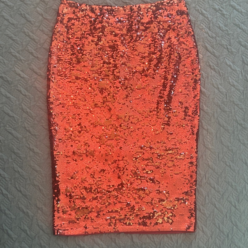 Sequin Pencil Skirt in Chocolate Brown